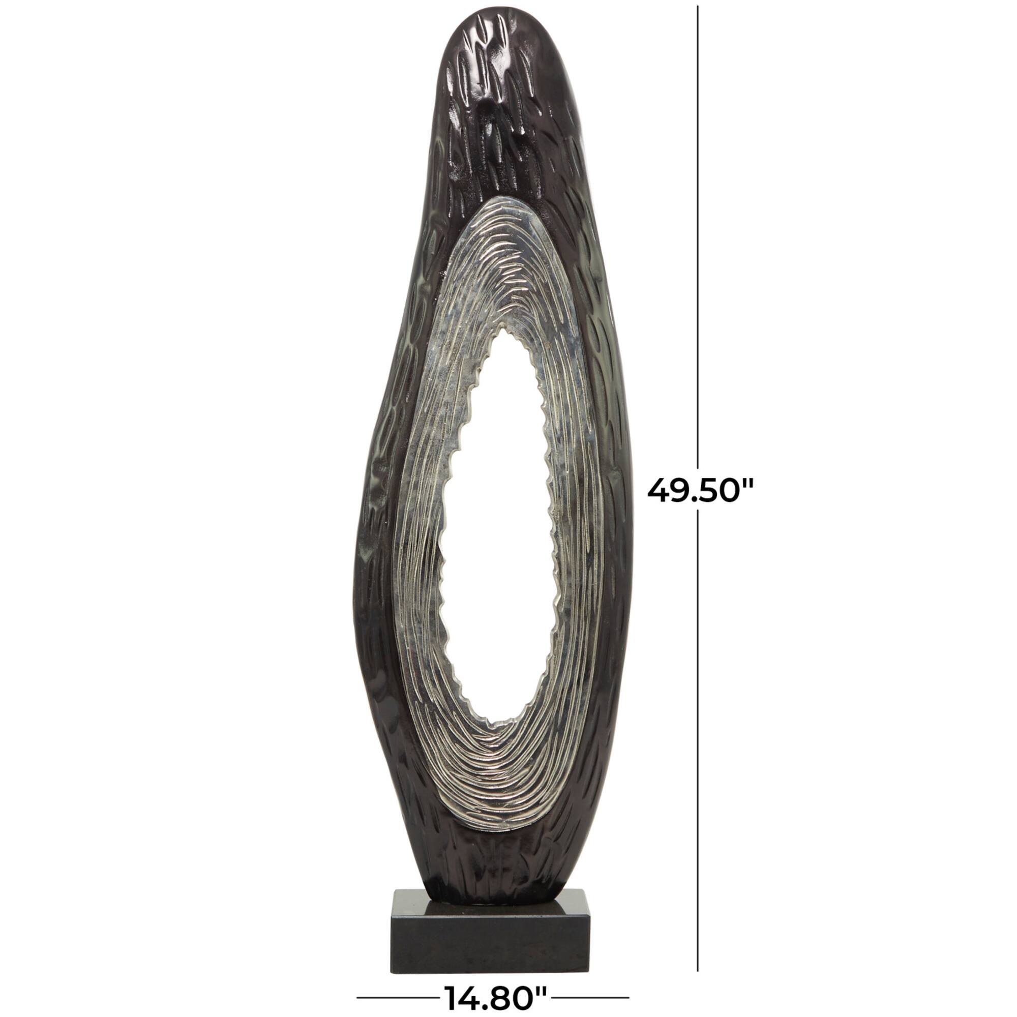49.5" Abstract Aluminum & Marble Teardrop Sculpture